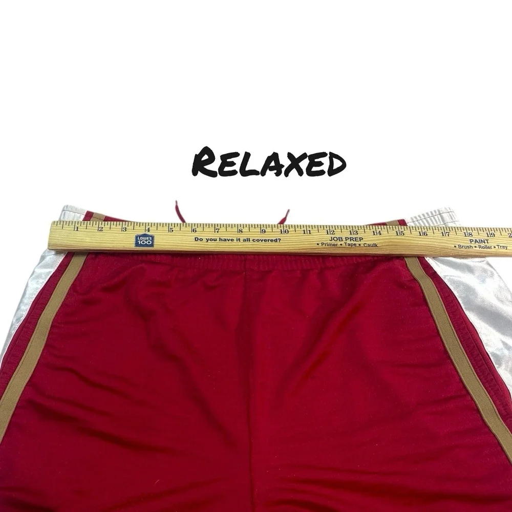 VTG Nike Men Activewear Shorts LARGE Red‎ White Gold Basketball Mesh Logo Y2K